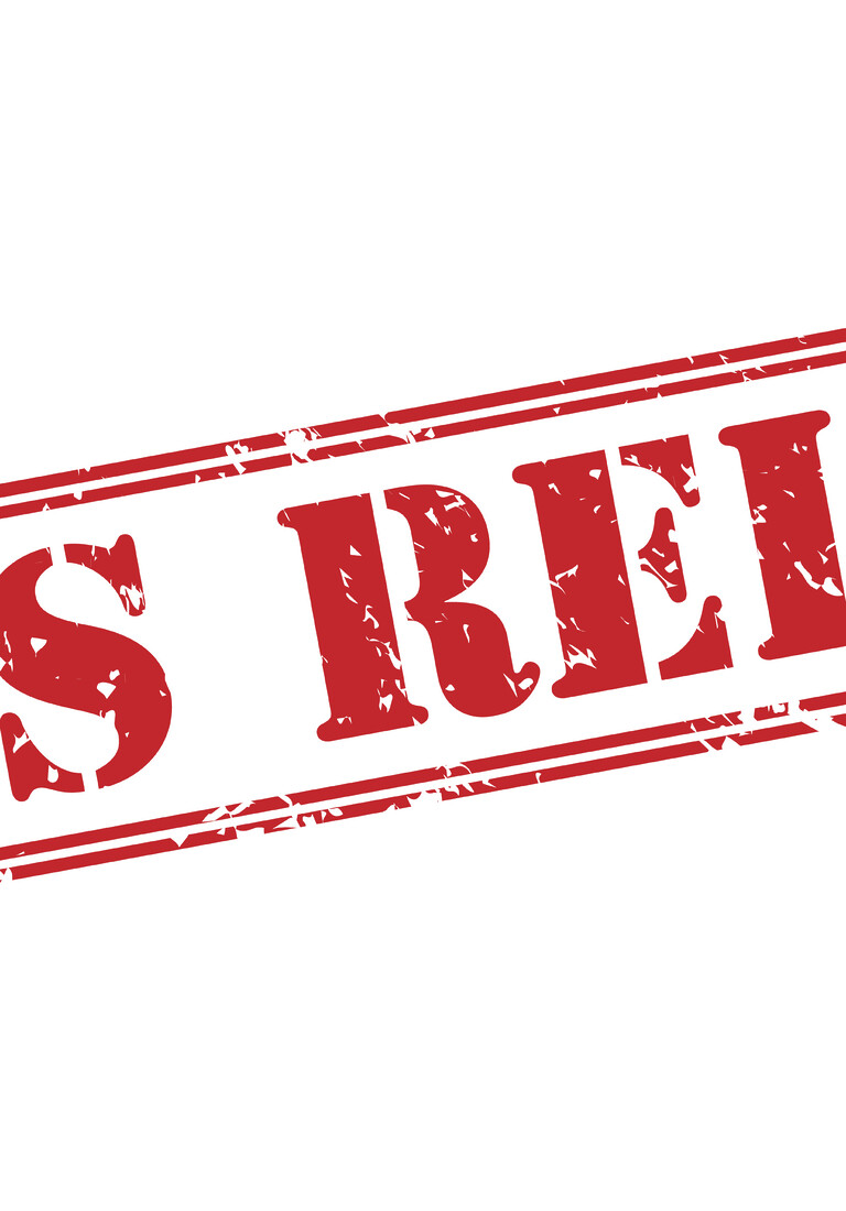 press release red stamp on white background